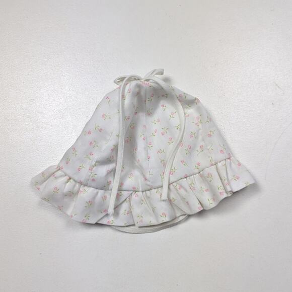 Vintage Bucket Hat Baby Girls Size 0-6m White Rosette Floral - Picture 2 of 3